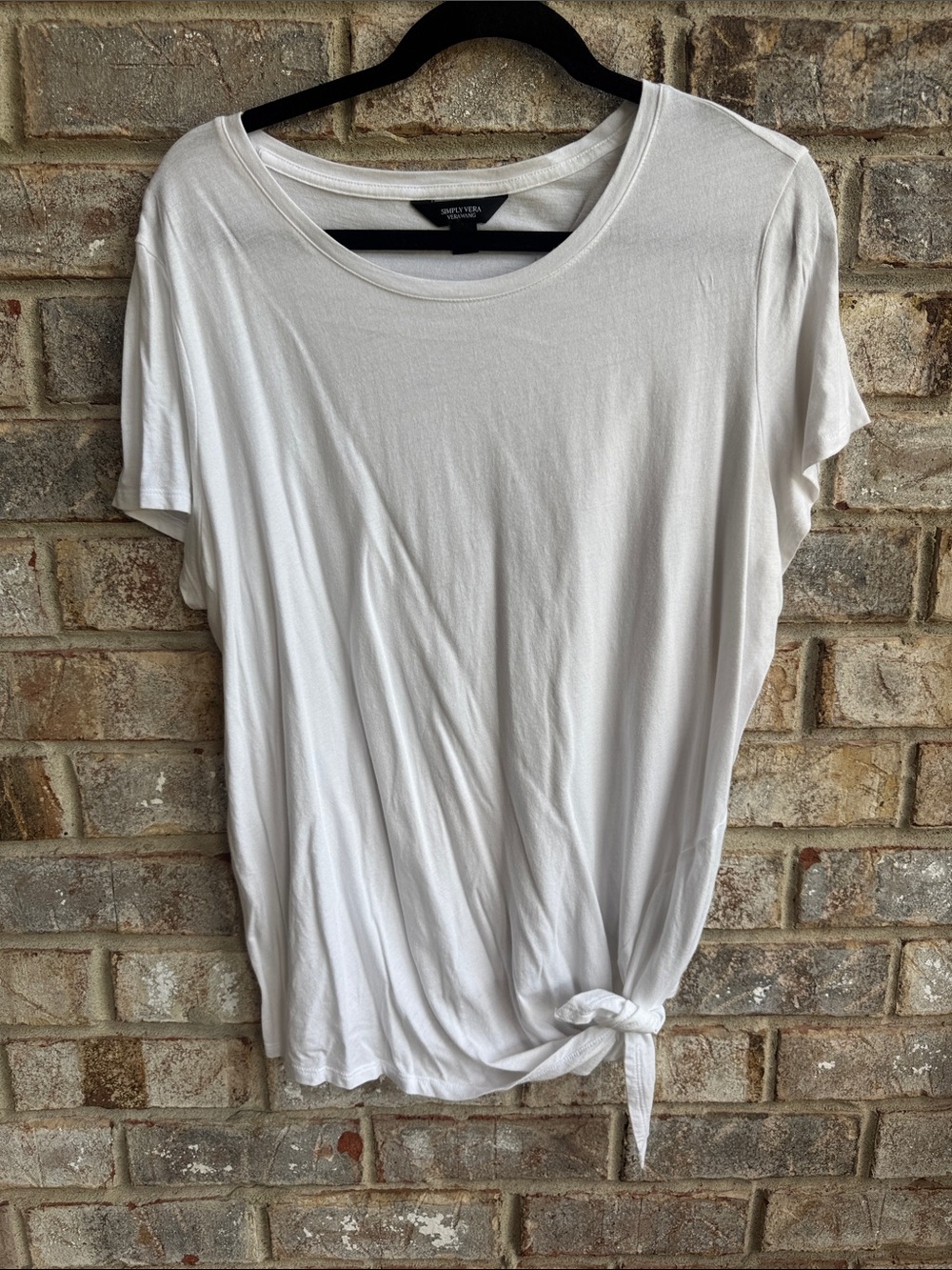 Simply Vera Vera Wang White Short Sleeve Side Knot Tee